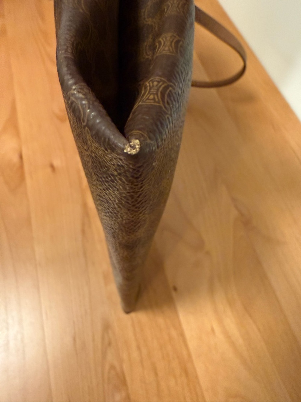 Celine Macadam Vintage Brown Patterned Tote Shoulder Bag with Tan Trim - Picture 6 of 13
